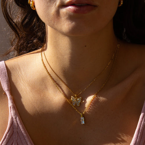 Vivian Baguette Pendant Necklace Caris Jewelry