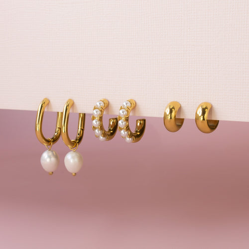 Gracie Pearl Hoop Earrings Caris Jewelry
