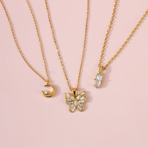 Vivian Baguette Pendant Necklace Caris Jewelry