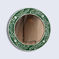 make to order mother of pearl resin inlay wall hanging mirror frame 12 dia