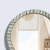Wall Mirror Round Chevron Art Inspired  Bone Inlay Wall Hanging Mirror Frame,  24" Dia
