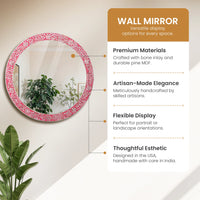Wall Mirror Round Mother of Pearl & Resin Inlay Wall Hanging Mirror Frame, 28" Dia
