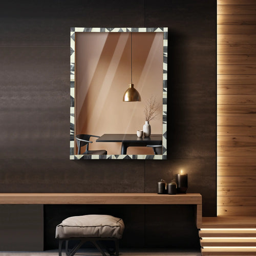 Make to order bone inlay geometric pattern wall mirror frame 38x28