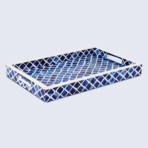 Decorative Moroccan Tray – Blue & White Design, Available in 3 Sizes