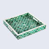 Decorative Moroccan Tray – Green & White Design, Available in 3 Sizes
