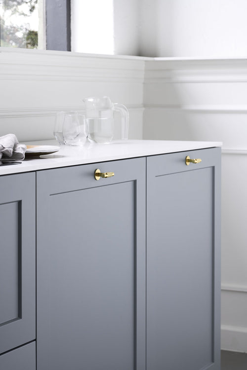 Brushed Gold "Manor" Knurled Cabinet Knobs and Drawer Pulls Euro • Knobs