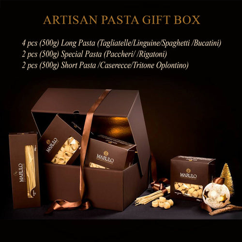 Marulo Exclusive Gourmet Pasta Gift Box – 8 x 1.1 lb (500g) | Bronze Die-Cut | Made in Italy