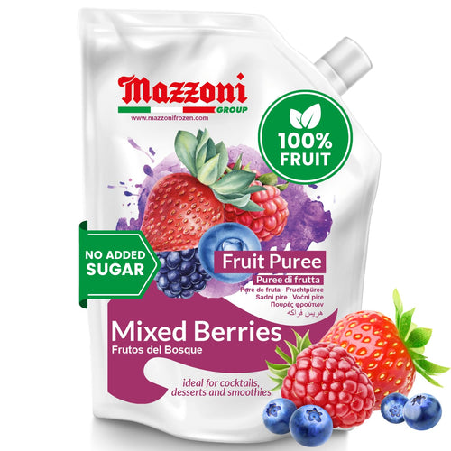 Mazzoni, Forest Berries Fruit Puree, 100% Fruit, No Sugar Added 1 kg (2.2 lb)