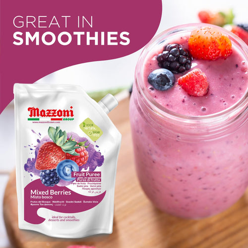 Mazzoni, Forest Berries Fruit Puree, 100% Fruit, No Sugar Added 1 kg (2.2 lb)