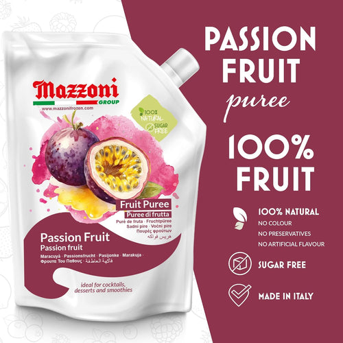 Mazzoni Passion Fruit Puree, 100% Pure Fruit, No Sugar Added 1 kg (2.2 lb)