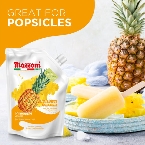 Mazzoni Pineapple Fruit Puree, 100% Fruit, No Sugar Added, 1 kg ( 2.2 lb)