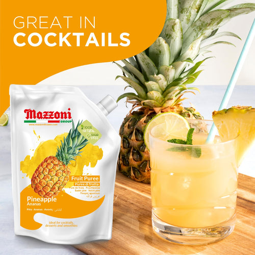 Mazzoni Pineapple Fruit Puree, 100% Fruit, No Sugar Added, 1 kg ( 2.2 lb)
