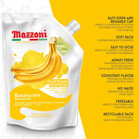 Mazzoni Banana Fruit Puree, 100% Fruit, No Sugar Added 1 kg (2.2 lb)