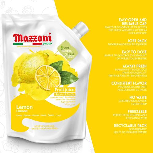 Mazzoni Lemon Fruit Juice, 100% Fruit , No Sugar Added 2.2 lb