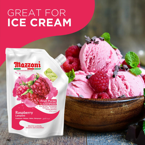 Mazzoni Raspberry Fruit Puree, 100% Fruit, No Sugar Added 1 kg (2.2 lb)