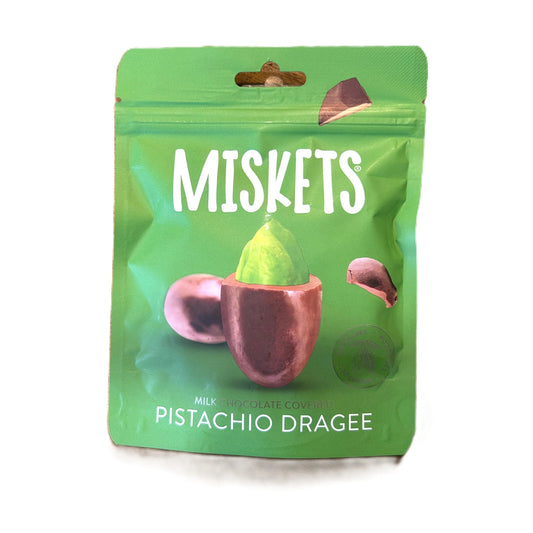 Miskets Pistachio Chocolate Dragée 100g – Milk Chocolate Covered Pistachios (Turkey)