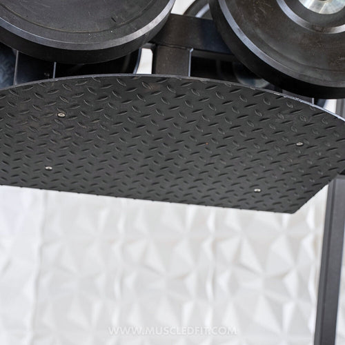Excel Vertical Leg Press - Muscle D Fitness - Plate Load Leg Press - Adjustabe Back Pad - Weight Storage Pegs - Safety stops