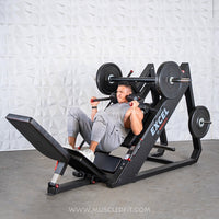 Excel Linear Hack/Leg Press - Muscle D Fitness - Plate Load Hack Squat Combo - Weight Storage Pegs - Adjustable Foot Plate / Back Pad