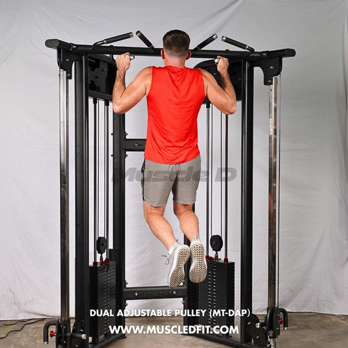 Muscle D Fitness 88" Dual Adjustable Pulley – Compact Cable Machine