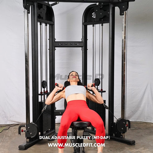 Muscle D Fitness 88" Dual Adjustable Pulley – Compact Cable Machine