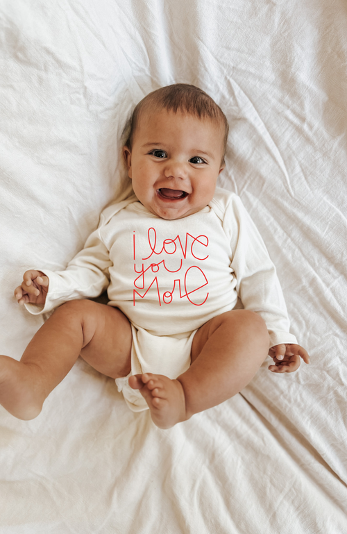 I Love You More - Long Sleeve Organic Baby Bodysuit