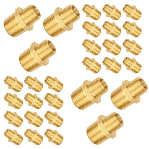 1/2" x 3/8" Male NPT Brass Hex Reducing Connector