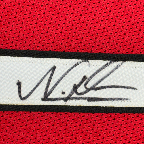 Framed Autographed/Signed Nakobe Dean 35x39 Georgia Red College Football Jersey JSA COA