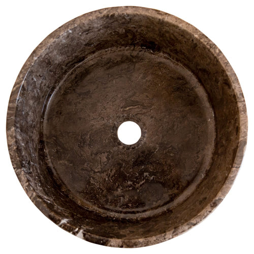 Narcist Brown Marble Vessel Sink High-Gloss Polished (D)16" (H)6.5"