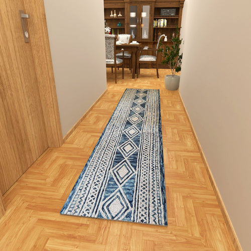 Premium Hand-Tufted Rug Made of 100% Wool  - Native Path - 2x10 Feet