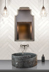 Natural Stone Black Marble Design Above Vanity Bathroom Sink Polished (D)16" (H)6"