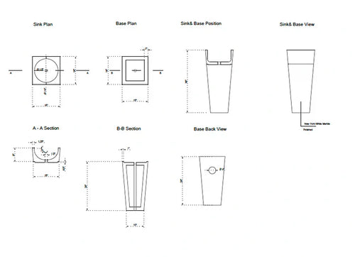 Natural Stone New York White Marble Stand-alone Pedestal Cone Shaped Bathroom Sink