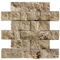 Travertine Noce Brown Split Face Mosaic Floor and Wall Tile - Livfloors Collection