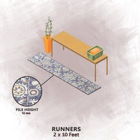 Premium Hand-Tufted Rug Made of 100% Wool  - Nomadic Sun - 2x10 Feet