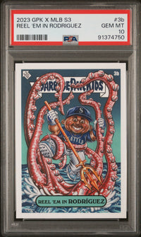 Graded 2023 Topps Garbage Pail Kids Julio Rodriguez #3B Reel Em In Rodriguez Baseball Card PSA 10 Gem Mint
