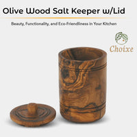 Olive Wood Spice Jar Salt Keeper w/Lid