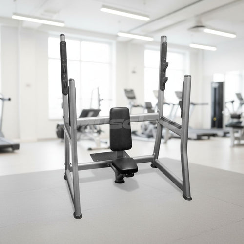 Olympic Military Bench - Muscle D Fitness - 11 Gauge Steel - Commercial Upholstery - Weight Storage Pegs