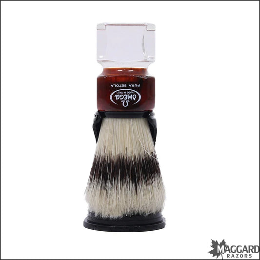 Omega Deluxe Boar Shaving Brush W/stand 81025 Faceted 
Red/clear