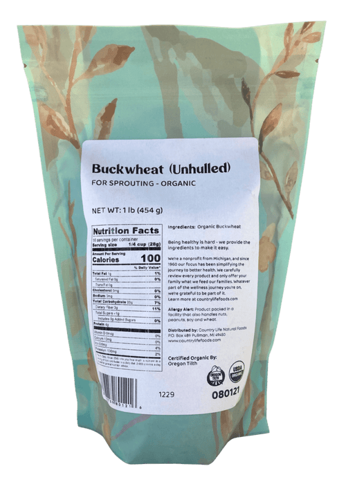 Buckwheat, Unhulled For Sprouting, Organic