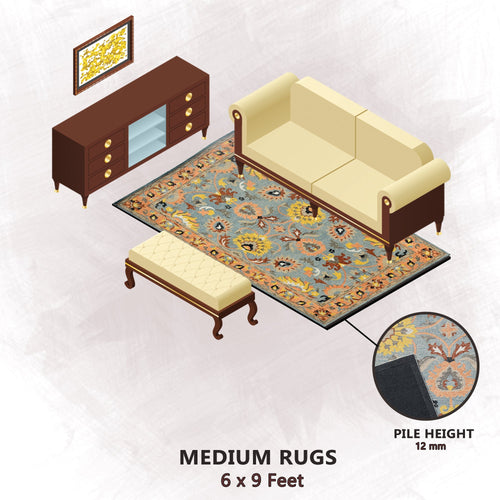 Premium Hand-Tufted Rug Made of 100% Wool  - Oui Versaille - 6x9 Feet