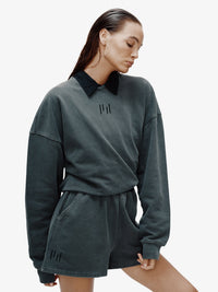 Oversized French Terry Crew - Black