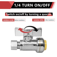 10 Pcs 1/2" Push Connect x 3/8" OD Compr. Unigold Push Fit Straight Stop Valve, 1/4 Turn (Lead Free) Plumbingsell