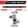 1/2" PEX Crimp x 3/8" OD Compr. x 3/8" OD Compr. Dual Stop Valve, 1/4 Turn (Lead Free)