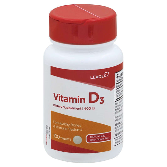 Leader vitamin d3 400iu tablets 100 ct , tablets