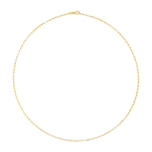 Unisex Solid 14K Yellow Gold 1.5mm Paperclip Chain Necklace - 18 Inches