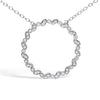 .925 Sterling Silver 1/7 Cttw Lab Grown Diamond Beaded Love Circle Pendant Necklace - Size 18 Inches