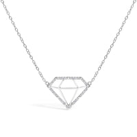 .925 Sterling Silver 1/7 Cttw Lab Grown Diamond Diamond Shaped Pendant Necklace - Size 18 Inches
