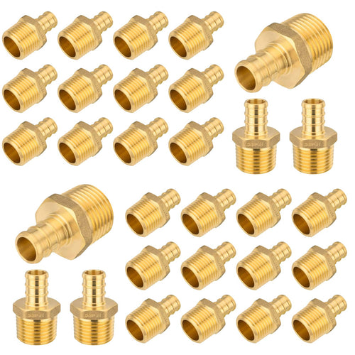 30 Pcs PEX-B Crimp 1/2" PEX x 1/2" Male Threaded Adapter (Lead Free)