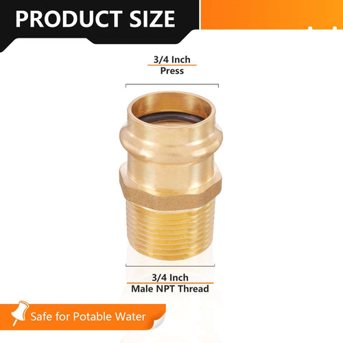 3/4" Press x 3/4" Male Brass Adapter (Lead Free) Plumbingsell