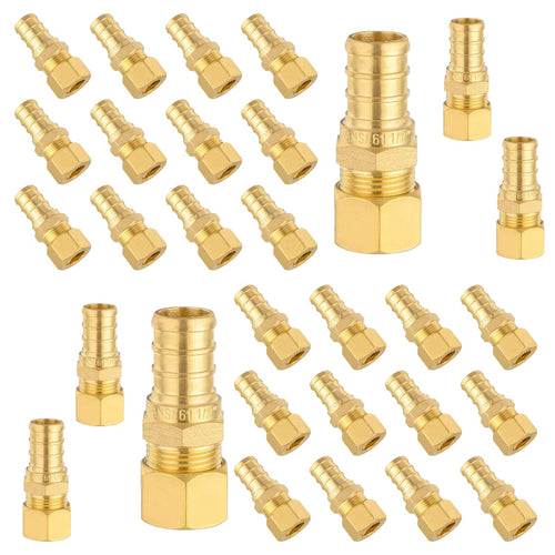 PEX-B Crimp 1/2" PEX x 3/8" OD Compression Straight Adapter (Lead Free)