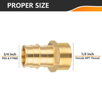 PEX A Expansion 3/4" PEX x 1/2" Female Threaded F1960 Adapter (Lead Free) Plumbingsell